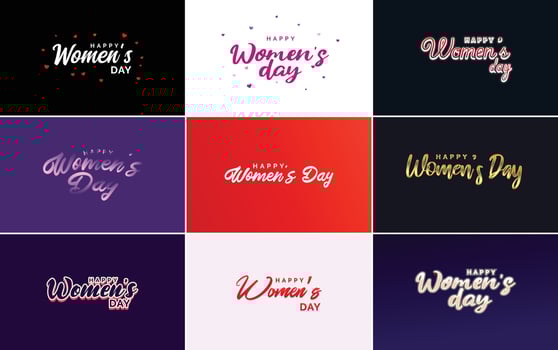 March 8 typographic design set with Happy Women's Day text vector