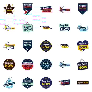 Get registered now 25 Attention grabbing typographic banners vector