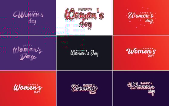 Abstract Happy Women's Day logo with a love vector design in pink. red. and black colors