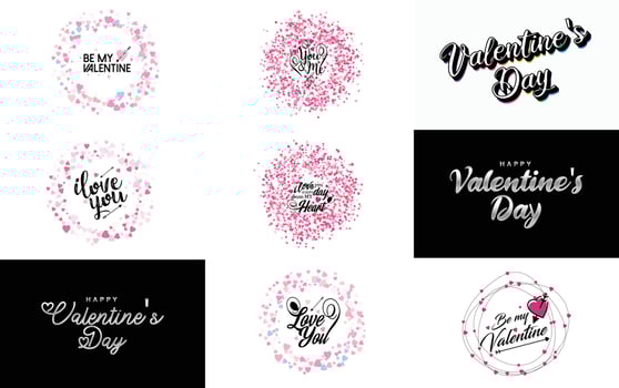 Happy Valentine's Day greeting card template with a cute animal theme and a pink color scheme vector