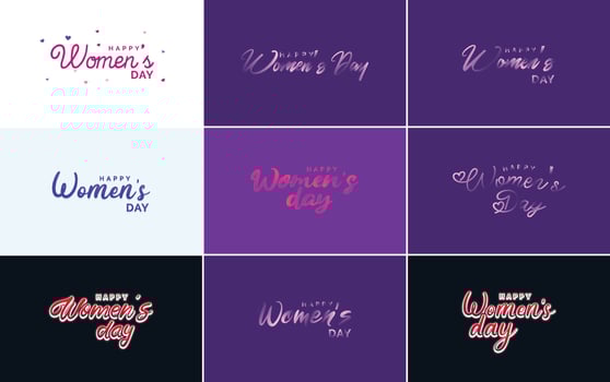 International Women's Day lettering with a love shape. suitable for use in cards. invitations. banners. posters. postcards. stickers. and social media posts vector