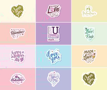 Love-Filled Valentine's Day Typography Stickers vector
