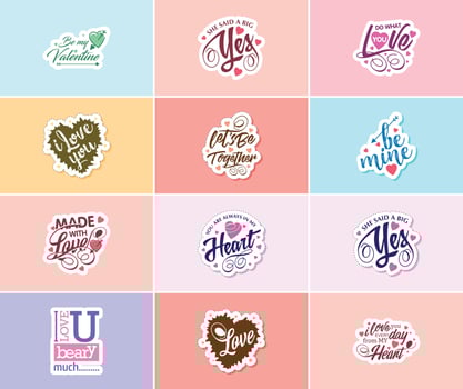 Saying I Love You with Valentine's Day Typography Stickers vector
