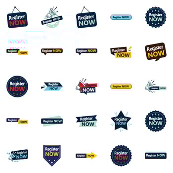 Get registered now 25 Attention grabbing typographic banners vector