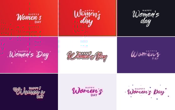 International Women's Day lettering with a love shape suitable for use in cards. invitations. banners. posters. postcards. stickers. and social media posts vector