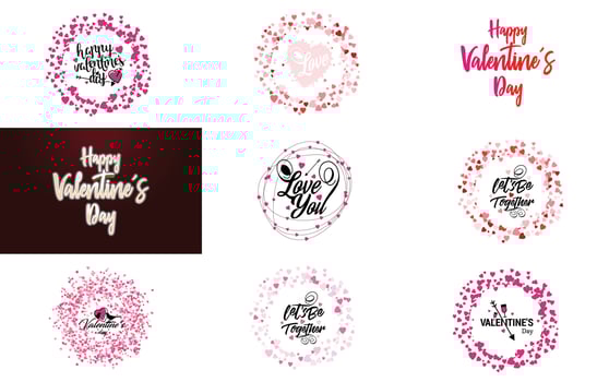 Happy Valentine's Day typography poster with handwritten calligraphy text vector