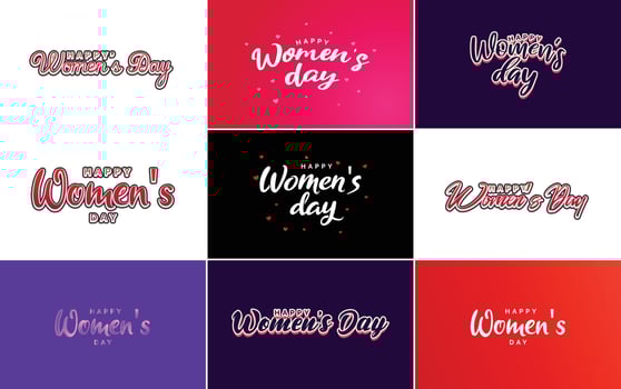 Abstract Happy Women's Day logo with a love vector design in pink. red. and black colors