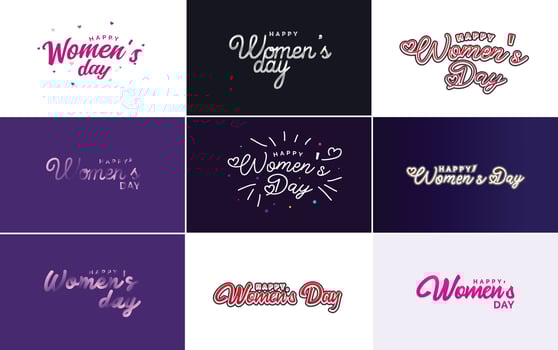 March 8th typographic design set with Happy Women's Day text vector