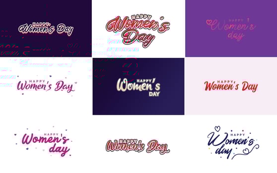 Set of International Women's Day cards with a logo and a gradient color scheme vector