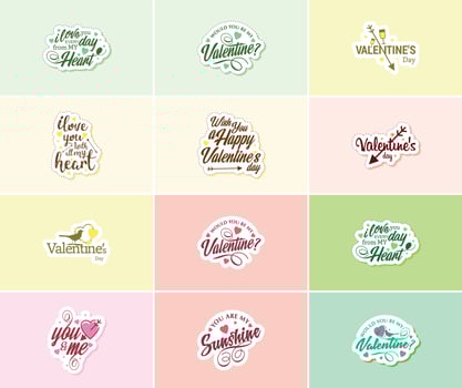 Heartfelt Typography and Graphics Stickers for Valentine's Day vector