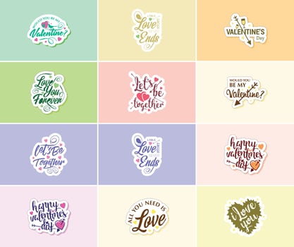 Celebrating the Power of Love on Valentine's Day with Beautiful Design Stickers vector