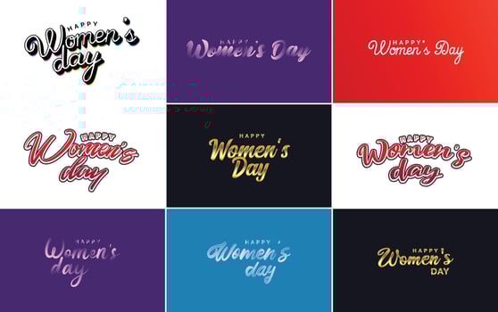March 8th typographic design set with Happy Women's Day text vector