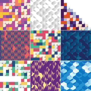 A set of geometric patterns with different colors vector