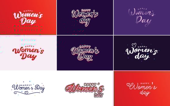 International Women's Day lettering hearts. Suitable for use in cards. invitations. banners. posters. postcards. stickers. and social media posts vector