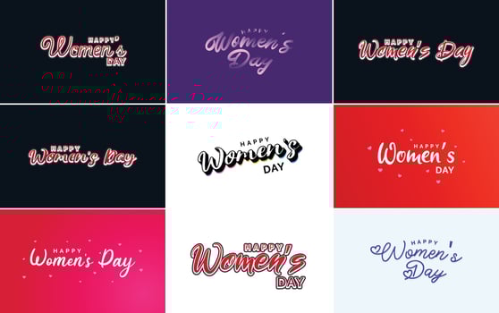 Happy Women's Day typographical design elements set for greeting cards vector