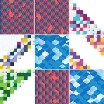 A set of geometric patterns with different colors vector