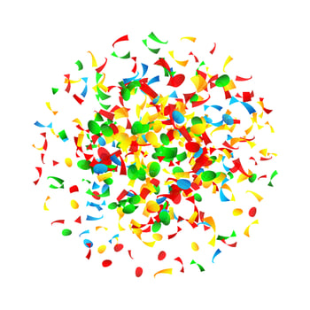 Confetti Falling Vector. Bright Explosion Isolated On White. Background For Birthday, Anniversary, Party, Holiday Decoration. vector