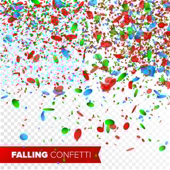 Confetti Falling Vector. Bright Explosion Isolated On White. Background For Birthday, Anniversary, Party, Holiday Decoration. vector