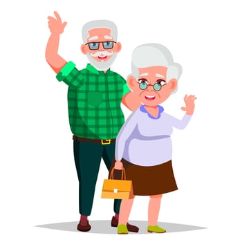 Elderly Couple Vector. Grandpa With Grandmother. Lifestyle. Couple Of Elderly People. Isolated Flat Cartoon Illustration vector
