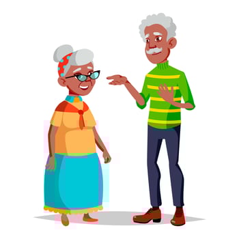 Elderly Couple Vector. Modern Grandparents. Elderly Family. Grey-haired Characters. Isolated Flat Cartoon Illustration vector