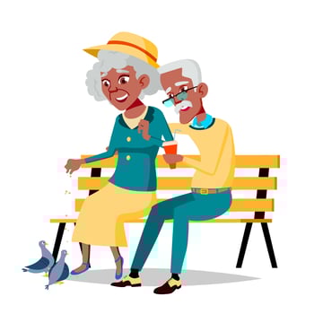 Elderly Couple Vector. Grandfather And Grandmother. Face Emotions. Happy People Together. Isolated Flat Cartoon Illustration vector