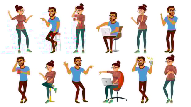 Negativity Expressing People Set Vector. Male, Female Character. Thumbs Down. Vote Finger. Face Palm. Skeptic Man, Woman Negative Emotions, Ignorant, Disliking. Cartoon Illustration vector