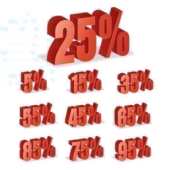 Discount Numbers 3d Vector