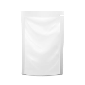White Blank Plastic Spouted Pouch. Vector Doypack Food Bag Packaging. Template For Puree, Beverage, Cosmetics. Packaging Design. Vector Isolated Illustration.