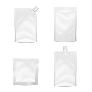 Blank Doypack Set Vector. Realistic White Doy-pack vector