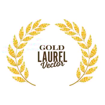 Gold Laurel Vector. Shine Wreath Award Design vector
