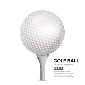 Golf Ball On White Tee. Vector