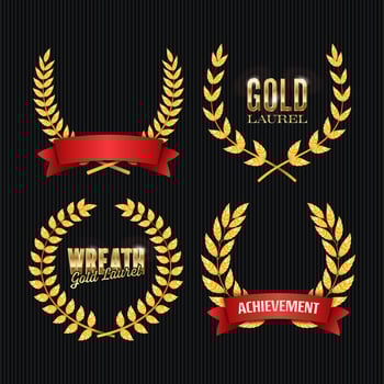 Gold Laurel Vector. Set vector