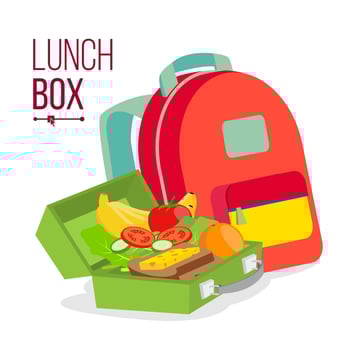 Lunch Box And Bag Vector. Healthy School Lunch Food For Kids, Student. Isolated Flat Cartoon Illustration vector