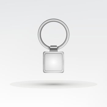 Realistic Template Metal Keychain Vector. 3d Key Chain With Ring For Key Isolated On White Background vector