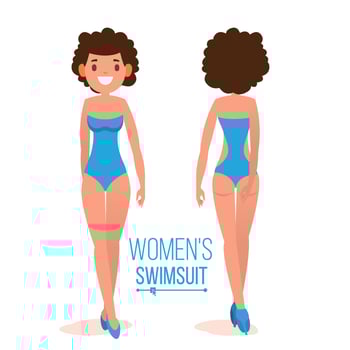 Women s Swimsuit Vector. Female Stylish Swimwear Silhouettes. Isolated Flat Illustration vector