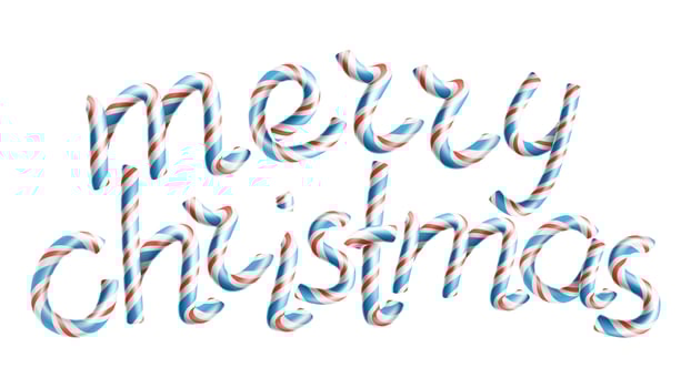 Merry Christmas Vector. 3D Sign In Christmas Colours. Classic Xmas Red, Blue White, Candy Cane. Xmas Poster, Greeting Card, Brochure, Flyer Typography Template Design. Isolated Illustration vector