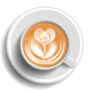 Coffee Art Cup Vector. Top View. Hot Cappuccino Coffee. Milk, Espresso. Fast Food Cup Beverage. White Mug. Realistic Isolated Illustration vector