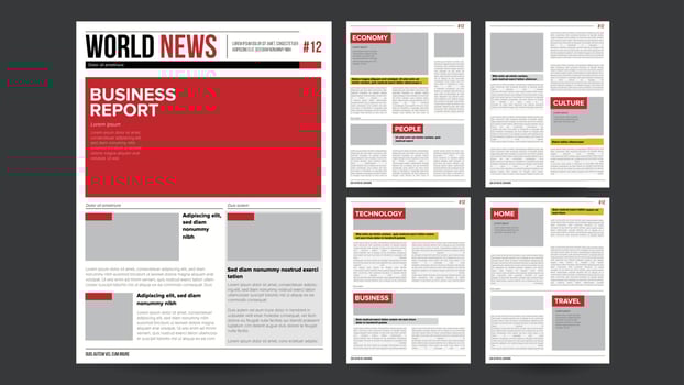 Newspaper Design Blank Vector. Financial Articles, Advertising Business Information. Daily Newspaper Journal Design. Illustration vector