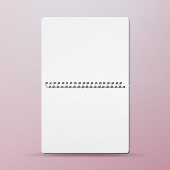 Spiral Empty Notepad Blank Mockup. Template For Advertising Branding, Corporate Identity. Opened Album With White Pages Mockup. Realistic Vector Illustration.