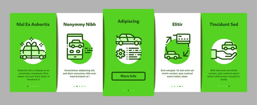 Car Dealership Shop Onboarding Elements Icons Set Vector
