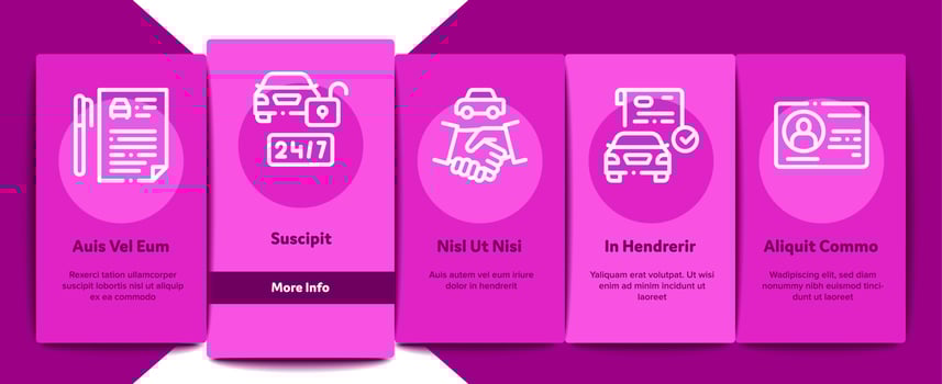 Car Sharing Business Onboarding Elements Icons Set Vector