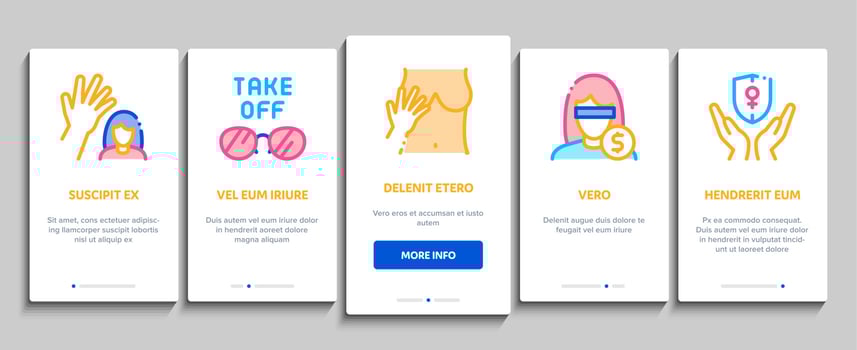 Sexual Harassment Onboarding Elements Icons Set Vector