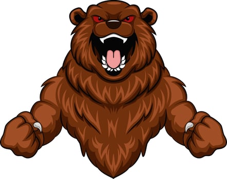 Angry bear cartoon mascot character vector