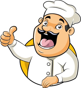 Cute chef giving thumb up vector