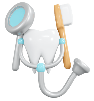 3D Rendering tooth with dentist tools  icon cartoon style. 3D Render illustration. png