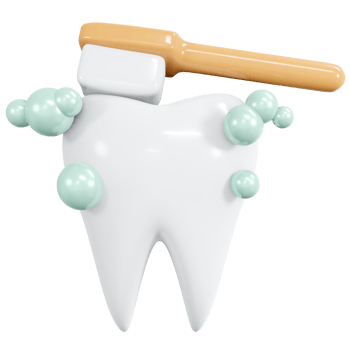3D Rendering brushing tooth icon cartoon style. 3D Render illustration. png