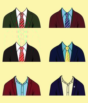 A Jacket and Tie dress code, Which can be used as Cloth accessories, traits, assets, which could be placed on any head character and use it as traits for your nft collection. vector