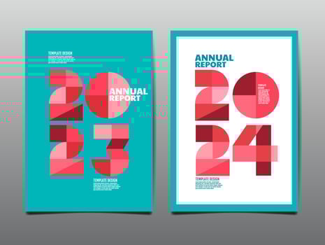 annual report 2023,2024 ,template layout design, Typography flat design, geometric vector illustration