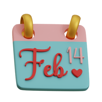3d rendered calendar date 14 february perfect for valentine's design project png