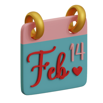 3d rendered calendar date 14 february perfect for valentine's design project png